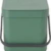 Brabantia Sort & Go Food Trash Can (1.6 Gal/Fir Green) Small Countertop Kitchen Compost Caddy With Handle & Removable Lid, Easy Clean, Fixtures Included For Wall/Cupboard Mounting