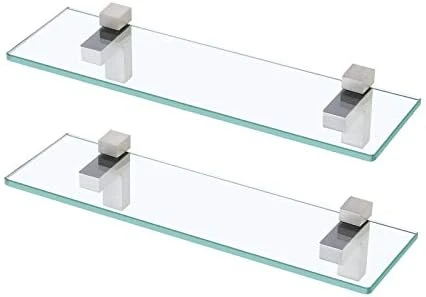 Glass Shelves For Bathroom, 15.8-Inch Bathroom Shelf With Rectangle Tempered Glass And Polished Chrome Bracket Wall Mount 2 Pack, BGS3201S40-P2 14 Glass Shelves For Bathroom, 15.8-Inch Bathroom Shelf With Rectangle Tempered Glass And Polished Chrome Bracket Wall Mount 2 Pack, BGS3201S40-P2 - Image 14