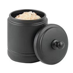 MDesign Metal Bathroom Vanity Storage Organizer Canister Jar With Lid For Cotton Balls, Swabs, Makeup Sponges, Bath Salts, Hair Ties, Jewelry - Hyde Collection - 2 Pack - Matte Black -GENERIC Shop 31hPXIbd5NL