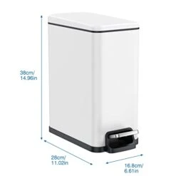 BETHEBEST Bathroom Trash Can With Lid,Foot Pedal Garbage Can With Removable Liner Bucket, 2.6 Gallon Rectangular Step Trash Bin For Bathroom,Bedroom,Office (White) -GENERIC Shop 31homtQnvuL