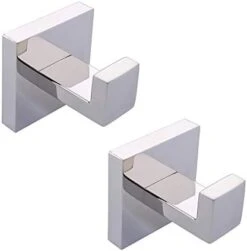 TASTOS Bath Towel Hooks Matte Black, 2 Pack Stainless Steel Robe Coat And Clothes Hook, Heavy Duty Wall Hook For Bathroom & Kitchen, Modern Square Style Wall Mounted (Black) -GENERIC Shop 31hrkmssXmL. AC