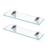 Glass Shelves For Bathroom, 15.8-Inch Bathroom Shelf With Rectangle Tempered Glass And Polished Chrome Bracket Wall Mount 2 Pack, BGS3201S40-P2
