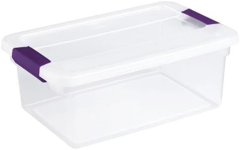 Sterilite 15 Quart ClearView Latch Storage Container With Sweet Plum Handles 2 Sterilite 15 Quart ClearView Latch Storage Container With Sweet Plum Handles - Image 2