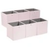 Amazon Basics Collapsible Fabric Storage Cube Organizer Bins - Pack Of 6, Peony Pink, 13x15x13"