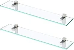 Glass Shelves For Bathroom, 15.8-Inch Bathroom Shelf With Rectangle Tempered Glass And Polished Chrome Bracket Wall Mount 2 Pack, BGS3201S40-P2 18 Glass Shelves For Bathroom, 15.8-Inch Bathroom Shelf With Rectangle Tempered Glass And Polished Chrome Bracket Wall Mount 2 Pack, BGS3201S40-P2 -GENERIC Shop 31kLsI2nujL. AC