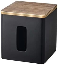 Yamazaki Home Case With Removable Wooden Lid-Tissue Or Toilet Paper Towel Rectangular Storage Holder For Kitchen Bathroom Or Bedroom | Polystone, One Size, Walnut
