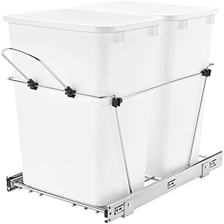 Rev-A-Shelf RV-18KD-18C S Double 35 Quart Sliding Pull-Out Waste Containers Garbage Trash Recycling Bins For Kitchen Cabinets, Black 12 Rev-A-Shelf RV-18KD-18C S Double 35 Quart Sliding Pull-Out Waste Containers Garbage Trash Recycling Bins For Kitchen Cabinets, Black - Image 12