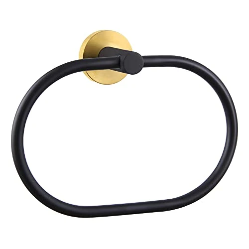 Wivel Towel Ring Black & Gold, Angle Simple Stainless Steel Hand Towel Rack, Bathroom Towel Holder For Wall 1 Wivel Towel Ring Black & Gold, Angle Simple Stainless Steel Hand Towel Rack, Bathroom Towel Holder For Wall