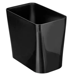 MDesign Plastic Small 3-Gallon Wastebasket, Trashcan Container Bin - For Bathroom, Bedroom, Kitchen, Home Office, Laundry Room - Holds Trash, Garbage, Waste - Black