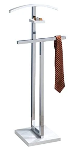 Kings Brand Furniture - Vaccaro Metal & Wood Suit Valet Stand, Clothes Rack, White/Chrome -GENERIC Shop 31m19qwmUUL