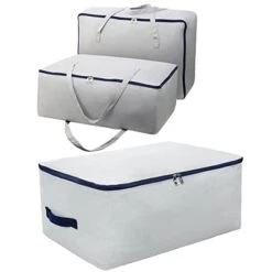 Iwill CREATE PRO Breathable Canvas Soft Storage Bag With Handles, Light Gray, 3pcs