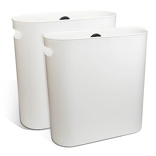 Zaaqii 2.2 Gallon Small Slim White Plastic Trash Can Narrow Covered Garbage Bin For Bathroom Laundry Home Office Kitchen Pack Of 2 1 Zaaqii 2.2 Gallon Small Slim White Plastic Trash Can Narrow Covered Garbage Bin For Bathroom Laundry Home Office Kitchen Pack Of 2