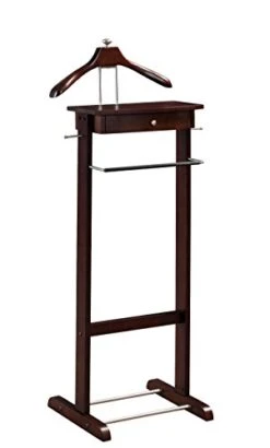 Proman Products Kingston III Valet Stand With Drawer, Contour Hanger, Trouser Bar, Tie & Belt Hooks And Shoe Rack - VL16260