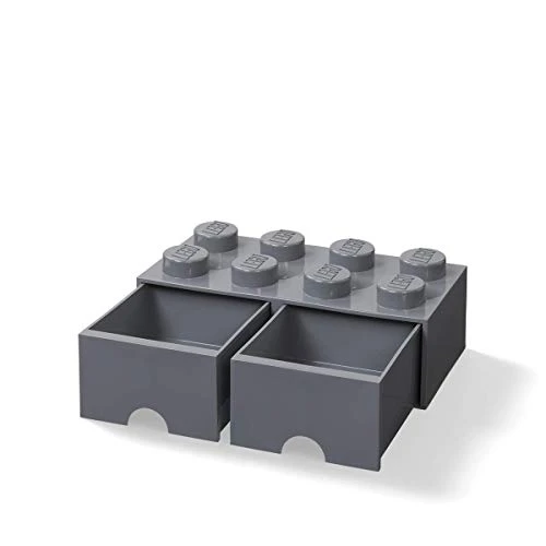 Room Copenhagen Lego Brick 8 Knobs, 2 Drawers, Stackable Storage Box, 9.4 L, Dark Stone Grey, One Size 3 Room Copenhagen Lego Brick 8 Knobs, 2 Drawers, Stackable Storage Box, 9.4 L, Dark Stone Grey, One Size - Image 3