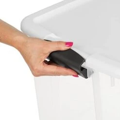 Sterilite 19859806, 30 Quart/28 Liter Ultra Latch Box, Clear With A White Lid And Black Latches, 6-Pack -GENERIC Shop 31oFoLzts0L