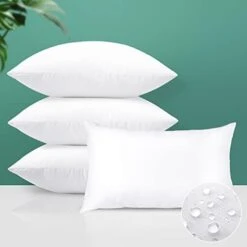 OTOSTAR Premium Waterproof Throw Pillow Inserts, Set Of 4 Water Resistant Square Form Cushion Stuffer For Bed Couch Decorative Outdoor Sofa Pillows Inserts White, 18x18 Inches -GENERIC Shop 31obZ7AvWiL. AC