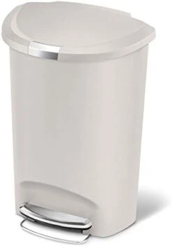 Simplehuman 50 Liter / 13 Gallon Semi-Round Kitchen Step Trash Can With Secure Slide Lock, Black Plastic -GENERIC Shop 31oj FZ9YqL. AC