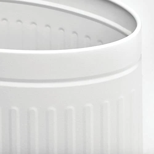 MDesign Slim Oval Steel Metal 2.25 Gallon/8.5 Liter Trash Can Wastebasket, Garbage Bin For Bathroom, Kitchen, Bedroom, Office - Hold Trash, Refuse, Garbage, Recycling, Oscar Collection, White 3 MDesign Slim Oval Steel Metal 2.25 Gallon/8.5 Liter Trash Can Wastebasket, Garbage Bin For Bathroom, Kitchen, Bedroom, Office - Hold Trash, Refuse, Garbage, Recycling, Oscar Collection, White - Image 3