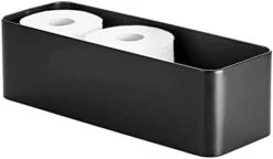 MDesign Deep Steel Floor Stand Toilet Paper Organizer, 4-Roll Tissue Storage Holder Container Bin For Bathroom, Fits Under Sink, Vanity, Shelf, In Cabinet, Or Corner, Mirri Collection - Matte Black -GENERIC Shop 31p2zI1qKkL. AC
