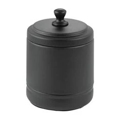 MDesign Metal Bathroom Vanity Storage Organizer Canister Jar With Lid For Cotton Balls, Swabs, Makeup Sponges, Bath Salts, Hair Ties, Jewelry - Hyde Collection - 2 Pack - Matte Black -GENERIC Shop 31phGEJLVwL