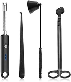 Lsnisni 5Pcs Candle Accessory Set With Candle Rechargeable Electric Lighter, Storage Tray, Wick Trimmer, Snuffer, Wick Dipper, Stainless Steel Candle Care Kit With Gift Package For Candle Lover Black -GENERIC Shop 31rfU9Vw8mS. AC