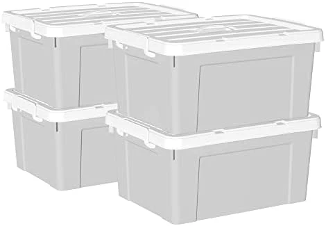 Cetomo 65L*4 Plastic Storage Box, Tote Box,Organizing Container With Durable Lid And Secure Latching Buckles, Stackable And Nestable, 4Pack, Gray With Buckle 13 Cetomo 65L*4 Plastic Storage Box, Tote Box,Organizing Container With Durable Lid And Secure Latching Buckles, Stackable And Nestable, 4Pack, Gray With Buckle - Image 13