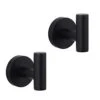 GERZWY Bathroom Matte Black Coat Hook SUS 304 Stainless Steel Single Towel/Robe Clothes Hook For Bath Kitchen Contemporary Hotel Style Wall Mounted 2 Pack AG1107B-BK
