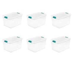 Sterilite 64 Qt. Latching Box,(Clear.6 Pack)