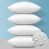 OTOSTAR Premium Waterproof Throw Pillow Inserts, Set Of 4 Water Resistant Square Form Cushion Stuffer For Bed Couch Decorative Outdoor Sofa Pillows Inserts White, 18x18 Inches
