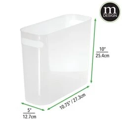 MDesign Plastic Small Trash Can, 1.5 Gallon/5.7-Liter Wastebasket, Narrow Garbage Bin With Handles For Bathroom, Laundry, Home Office - Holds Waste, Recycling, 10" High - Aura Collection, Frost White 8 MDesign Plastic Small Trash Can, 1.5 Gallon/5.7-Liter Wastebasket, Narrow Garbage Bin With Handles For Bathroom, Laundry, Home Office - Holds Waste, Recycling, 10" High - Aura Collection, Frost White -GENERIC Shop 31uAImi0eVL