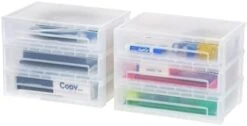 IRIS USA Small Desktop Stacking Drawer, 6-Pack, Sliding Plastic Drawer Storage Container For Stationery Art Craft Supplies Fabric Tools Kitchen Pantry Office And Garage Organization, Black -GENERIC Shop 31ueQl4O9tL. AC