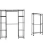 Amazon Basics Double Hanging Rod Garment Rolling Closet Organizer Rack, Black & Expandable Metal Hanging Storage Organizer Rack Wardrobe With Shelves, 14"-63" X 58"-72", Black