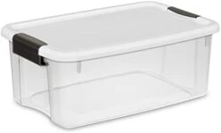 Sterilite 19859806, 30 Quart/28 Liter Ultra Latch Box, Clear With A White Lid And Black Latches, 6-Pack -GENERIC Shop 31vxmZRYXDL. AC 1