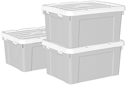 Cetomo 65L*4 Plastic Storage Box, Tote Box,Organizing Container With Durable Lid And Secure Latching Buckles, Stackable And Nestable, 4Pack, Gray With Buckle 15 Cetomo 65L*4 Plastic Storage Box, Tote Box,Organizing Container With Durable Lid And Secure Latching Buckles, Stackable And Nestable, 4Pack, Gray With Buckle - Image 15