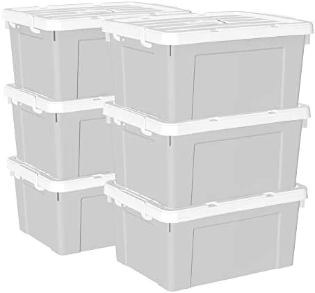 Cetomo 65L*4 Plastic Storage Box, Tote Box,Organizing Container With Durable Lid And Secure Latching Buckles, Stackable And Nestable, 4Pack, Gray With Buckle 14 Cetomo 65L*4 Plastic Storage Box, Tote Box,Organizing Container With Durable Lid And Secure Latching Buckles, Stackable And Nestable, 4Pack, Gray With Buckle - Image 14