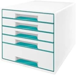 Leitz 52142036 A4"Wow" Cube 5 Drawers Filling Unit - White/Blue -GENERIC Shop 31wzO8FTk3L. AC