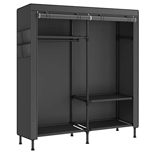 SONGMICS Garment Rack Heavy Duty Clothes Rack, 65 Inch Freestanding Portable Wardrobe Closet With Hanging Rails And Shelves, Total Load 242 Lb, Easy Assembly, For Cloakroom Bedroom, Black URDR301B02 1 SONGMICS Garment Rack Heavy Duty Clothes Rack, 65 Inch Freestanding Portable Wardrobe Closet With Hanging Rails And Shelves, Total Load 242 Lb, Easy Assembly, For Cloakroom Bedroom, Black URDR301B02