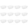 Sterilite 16448012 16 Quart/15 Liter Storage Box, White Lid With Clear Base, 12-Pack