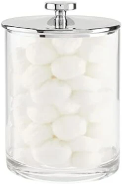 MDesign Large Modern Apothecary Storage Organizer Canister Jars - Plastic Containers For Bathroom, Organization Holder For Vanity, Counter, And Makeup Tables, Lumiere Collection, Clear/Mint Green -GENERIC Shop 31zROd2iFML. AC