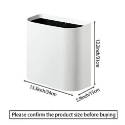 Trash Can For Bathroom 2.3 Gal Wastebasket Office Garbage Can Slim Rectangular Waste Bin For Kitchen Bedroom (White) -GENERIC Shop 31zWloeYxDL