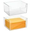MDesign Large Modern Plastic Open Front Dip Storage Organizer Bin Basket For Home Office Organization - Shelf, Cubby, Cabinet, And Closet Organizing Decor - Ligne Collection - 2 Pack - Clear