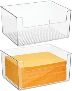 MDesign Large Modern Plastic Open Front Dip Storage Organizer Bin Basket For Home Office Organization - Shelf, Cubby, Cabinet, And Closet Organizing Decor - Ligne Collection - 2 Pack - Clear -GENERIC Shop 4108JQGeoYL. AC
