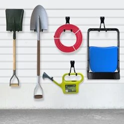 BELLO YON Slatwall Hooks, Slat Wall Accessories Multi Size Garage Hooks Storage Utility Hanging Hooks Wall Mount Tool Holder For Ladder Garden Tools (14 Pack, Black)