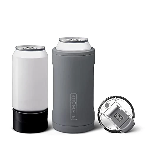 BrüMate Hopsulator Trio 3-in-1 Insulated Can Cooler For 12oz / 16oz Cans + 100% Leak Proof Tumbler With Lid | Can Coozie Insulated For Beer, Soda, And Energy Drinks (Matte Gray) 1 BrüMate Hopsulator Trio 3-in-1 Insulated Can Cooler For 12oz / 16oz Cans + 100% Leak Proof Tumbler With Lid | Can Coozie Insulated For Beer, Soda, And Energy Drinks (Matte Gray)