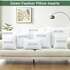 OTOSTAR Pack Of 2 Down And Feather Throw Pillow Inserts, 28 X 28 Soft Fluffy Square Pillow Inserts With 100% Cotton Cover Decorative Pillows For Sofa Couch Bed-White -GENERIC Shop 410eoJRaNsL