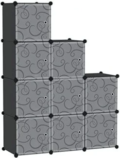 C&AHOME Cube Storage Organizer With Doors, 9-Cube Shelf, Closet Cabinet, DIY Plastic Modular Bookshelf, Storage Shelves Ideal For Bedroom,Living Room,36.6”L X 12.4”W X 36.6”H Milky USHS3009M-DOOR -GENERIC Shop 410oKuXRkUL. AC