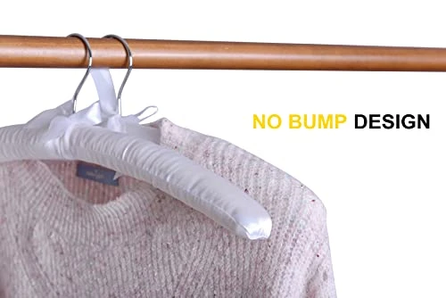 Amber Home 17 Inch Large White Satin Padded Hangers For Women Clothing 10 Pack, Anti Slip Cushioned Hangers For Sweaters, Silk Hangers Fancy Dress Hangers For Wedding, Delicate Cashmere (White, 10) 5 Amber Home 17 Inch Large White Satin Padded Hangers For Women Clothing 10 Pack, Anti Slip Cushioned Hangers For Sweaters, Silk Hangers Fancy Dress Hangers For Wedding, Delicate Cashmere (White, 10) - Image 5