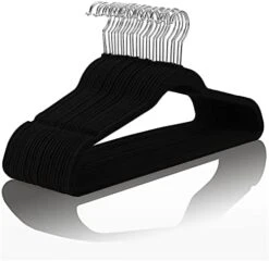 MIZGI Premium Velvet Hangers (50 Pack) Heavy Duty - Non Slip Felt Hangers - Velvet Suit Hangers White - Chrome Hooks,Space Saving Clothes Hangers -GENERIC Shop 41157w3upL. AC