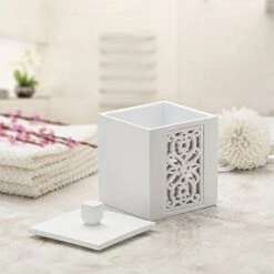 Creative Scents White Qtip Holder With Lid - Decorative Cotton Ball Jar - Durable Cotton Swab Container - Beautiful Bathroom Vanity Accessories - Elegant Bath Storage - (Mirror Janette Style) 9 Creative Scents White Qtip Holder With Lid - Decorative Cotton Ball Jar - Durable Cotton Swab Container - Beautiful Bathroom Vanity Accessories - Elegant Bath Storage - (Mirror Janette Style) -GENERIC Shop 4118Z2Qrs7L