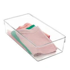 IDesign Linus Plastic Dresser And Vanity Organizer, Storage Bin For Bathroom, Bedroom, Office, Craft Room, Fridge, Freezer, Pantry, 12" X 6" X 3", Clear -GENERIC Shop 411EHVYLBsL
